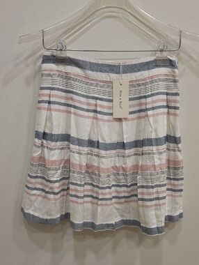Sim & Sam Cream Mini Skirt with Pink & Blue Stripes